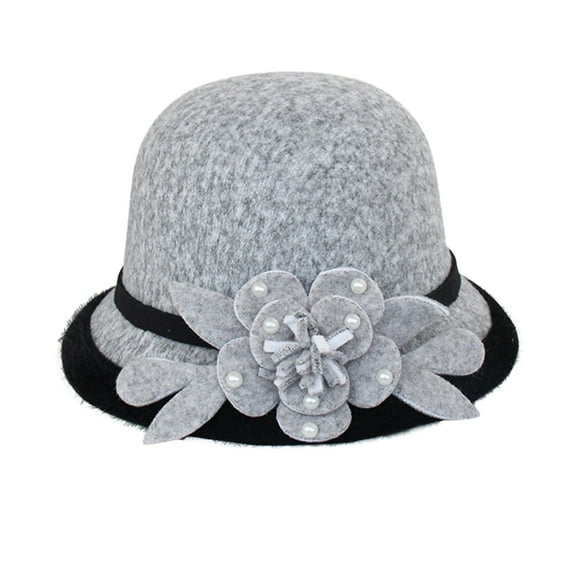 Charmgo Trucker Hat Clearance, Women's Autumn and Winter Flowers Round Top Casual Fisherman's Basin Cap Small Bowler Hat Bucket Hat Baseball Cap, Sun Hats for Women Grey