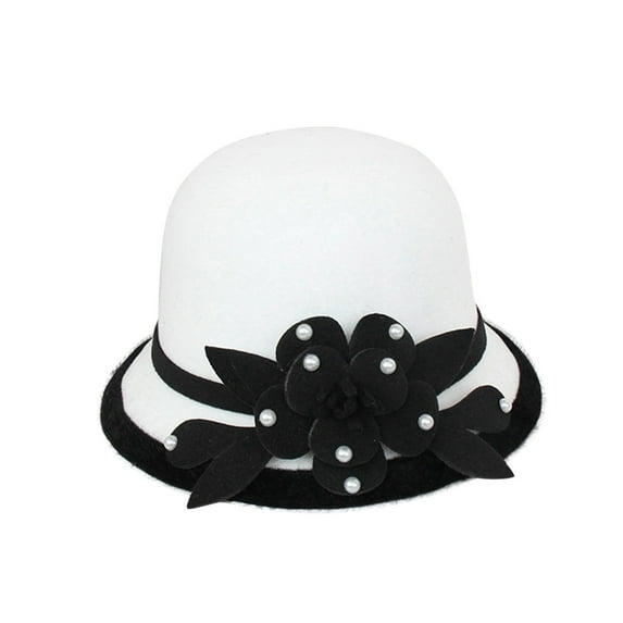 Charmgo Trucker Hat Clearance, Women's Autumn and Winter Flowers Round Top Casual Fisherman's Basin Cap Small Bowler Hat Bucket Hat Baseball Cap, Sun Hats for Women White2