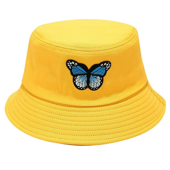 Charmgo Trucker Hat Clearance, Women's Butterfly Print Sunshade Fisherman's Hat Basin Hat Outdoor Bucket Hat Bucket Hat Baseball Cap, Sun Hats for Women Yellow