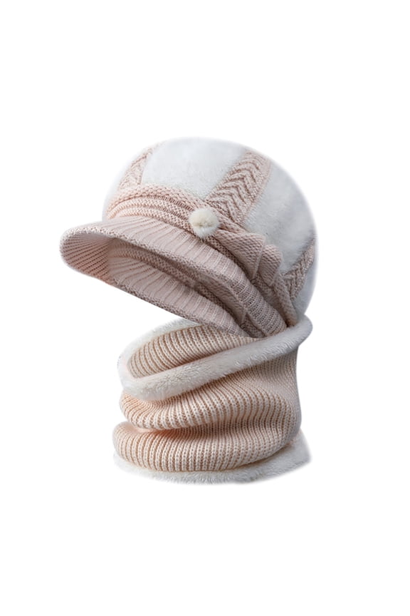Trucker Hat Clearance, Women's Knitted Warm Basin Hat Padded Cotton Hat Plush Hat + Scarf Two Piece Set Bucket Hat Baseball Cap, Sun Hats for Women Beige
