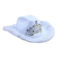 thumbnail image 1 of Charmgo Trucker Hat Clearance, Women's Sequin Crown Cowboy Hat Western Cowboy Hat Bucket Hat Baseball Cap, Sun Hats for Women White, 1 of 4