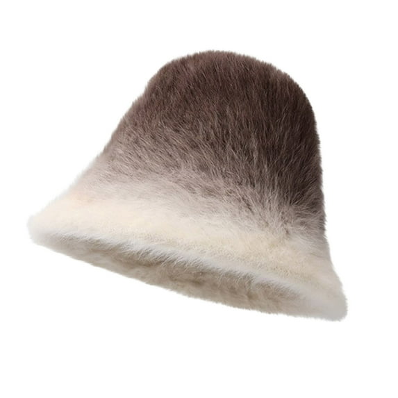 Charmgo Trucker Hat Clearance, Women's Thickened Cold Plush Basin Hat with Warm Gradient Color Fisherman Hat Bucket Hat Baseball Cap, Sun Hats for Women Brown