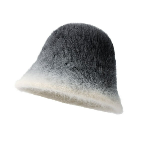 Charmgo Trucker Hat Clearance, Women's Thickened Cold Plush Basin Hat with Warm Gradient Color Fisherman Hat Bucket Hat Baseball Cap, Sun Hats for Women Dark Gray