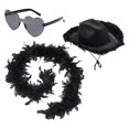 thumbnail image 1 of Charmgo Trucker Hat Clearance, Women's Western Cowboy Hat Feather Scarf Eyeglasses 3 Piece Set Bucket Hat Baseball Cap, Sun Hats for Women Black, 1 of 4