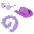 thumbnail image 1 of Charmgo Trucker Hat Clearance, Women's Western Cowboy Hat Feather Scarf Eyeglasses 3 Piece Set Bucket Hat Baseball Cap, Sun Hats for Women Purple, 1 of 4
