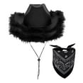 thumbnail image 1 of Charmgo Trucker Hat Clearance, Women's Western Cowboy Hat Scarf Two Piece Set Bucket Hat Baseball Cap, Sun Hats for Women Black, 1 of 7