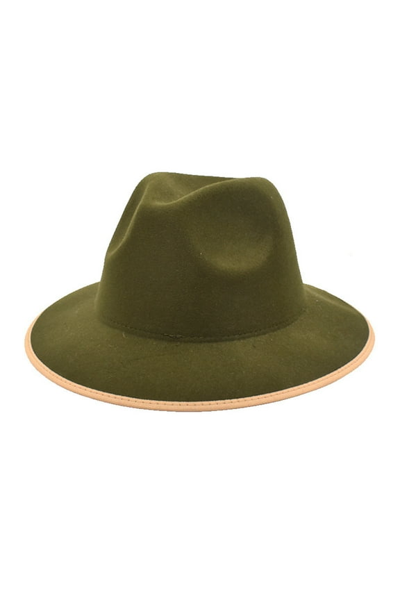 Trucker Hat Clearance, Woolen Top Hat Two Color Edging Hat Womens Flat Brimmed Jazz Hat Mens European and American Popular Two Color Hats Bucket Hat Baseball Cap, Sun Hats for Women Army Green