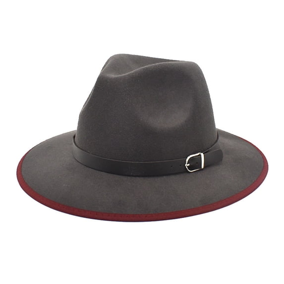Charmgo Trucker Hat Clearance, Woolen Top Hat Jazz Hat Retro Black Edging Woolen Hat Flat Brim Sunshade Big Brim Hat Bucket Hat Baseball Cap, Sun Hats for Women Dark Gray