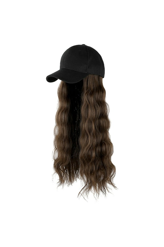 Visor Hats for Women, Baseball Cap Hair Wave Curly Hairstyle Adjustable Wig Hat Attached Long Hair Sun Hats for Women, Hats for Men B One size