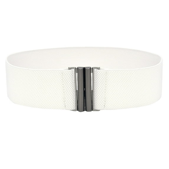 Charmgo Womens Belt Clearance, Buckle Stretch Dress Belt Lady Elastic Waist Wide Belts Women Wide Fashion Belt Running Belt, Belts for Women White One size