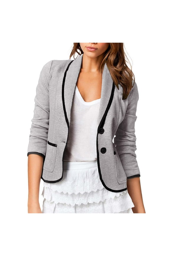 Womens Blazer Clearance, Women's Slim Fit Short Style Lapel Suit Women's Coat Cropped Blazer, Blazers for Women Grey XS