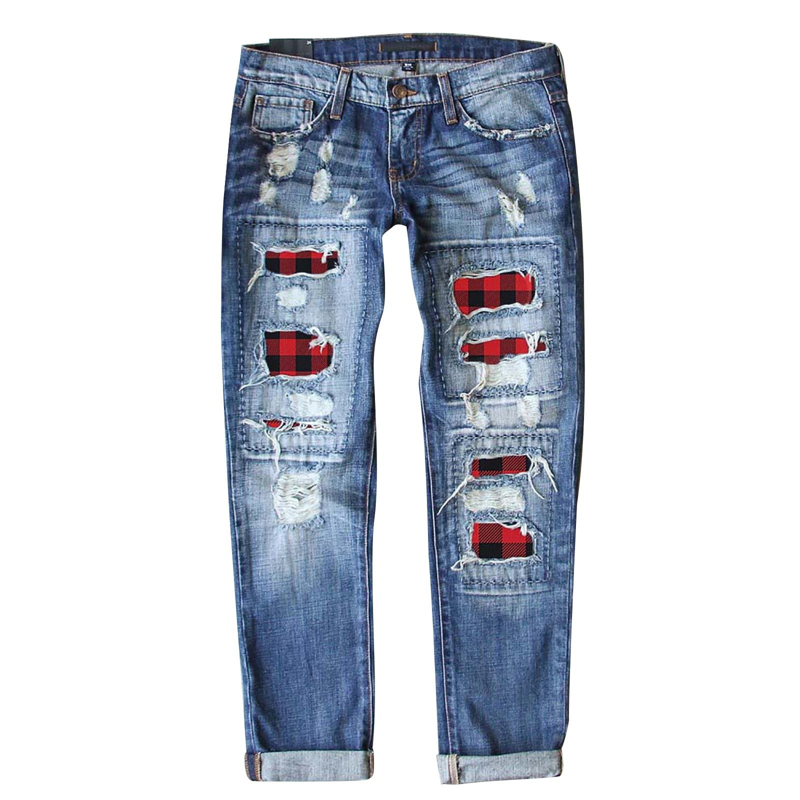 Charmgo Womens Jeans Clearance, Women Jeans E Print Ripped Jeans Plus