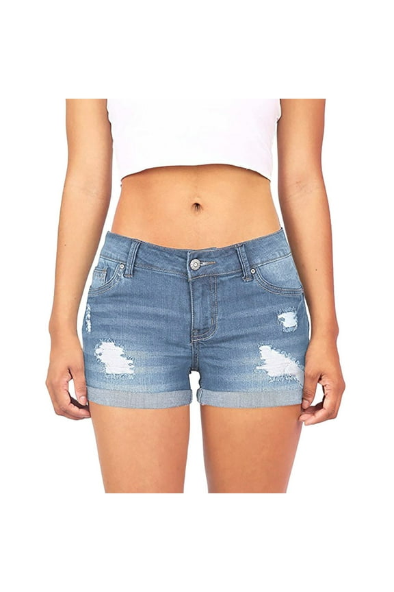 Womens Jeans Clearance, Women Low Waisted Washed Ripped Hole Short Mini Jeans Denim Pants Shorts Jean Shorts, High Waisted Jeans for Women Blue
