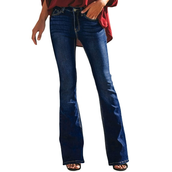 Charmgo Womens Jeans Clearance, Women's Fashion Flare Casual Solid Color Jeans Flare Jeans for Women, High Waisted Jeans for Women Blue