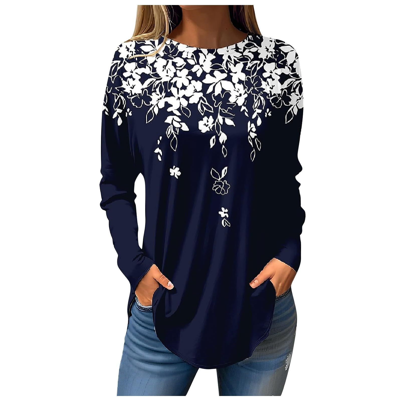 OFEEFAN Women's Long Sleeve Tunic Top – Casual Fall Shirt, Polyester Rayon Blend, Black, Large - View #7