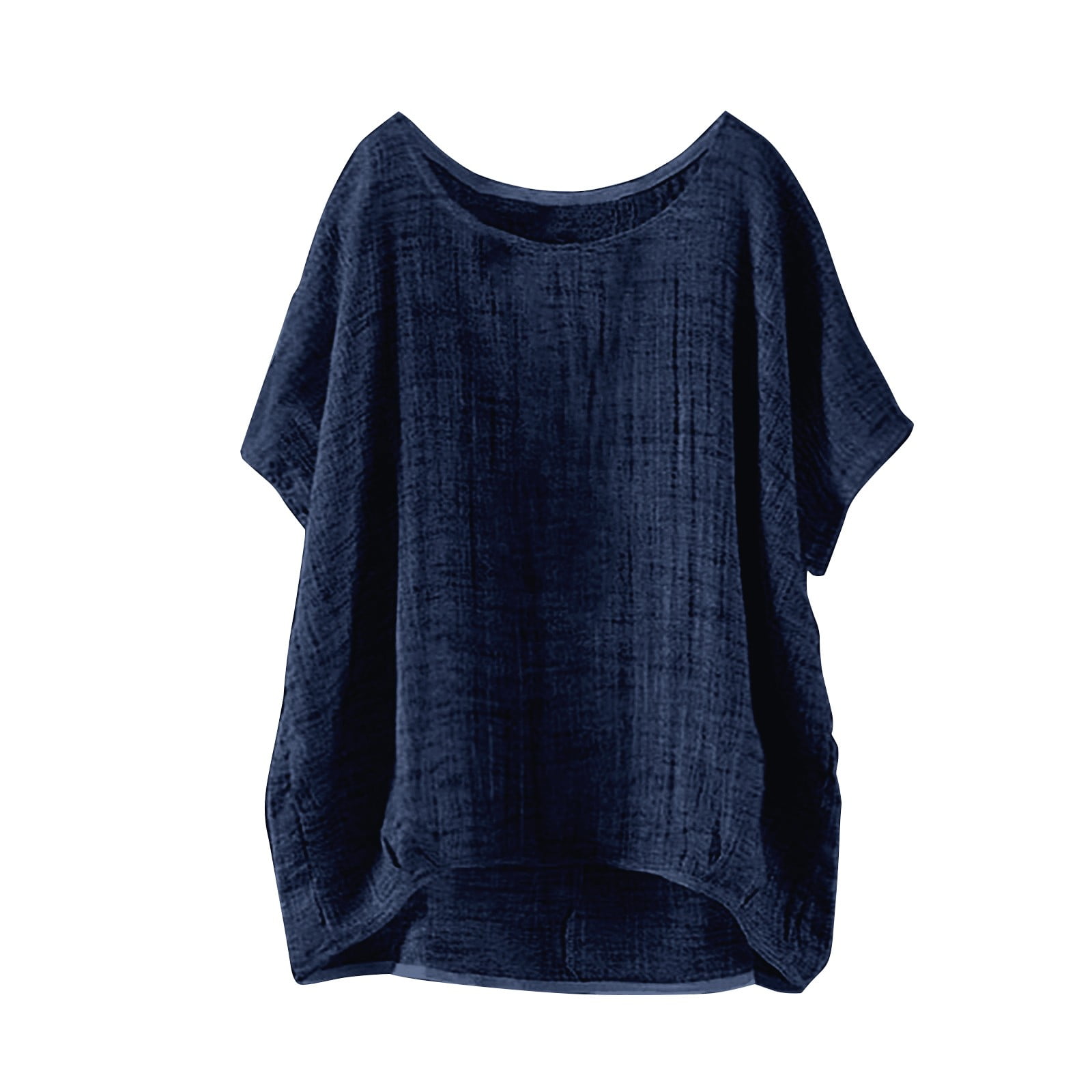 Women'S Casual Solid Color Short Front And Long Back Cotton And Linen Shirt