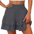 thumbnail image 1 of Charmgo Womens Shorts Casual Shorts for Women 2025 Summer High Waisted Ruffle Shorts Flowy Pleated Hem Casual Shorts Butterfly Shorts Women Summer Shorts for Women Grey S, 1 of 6