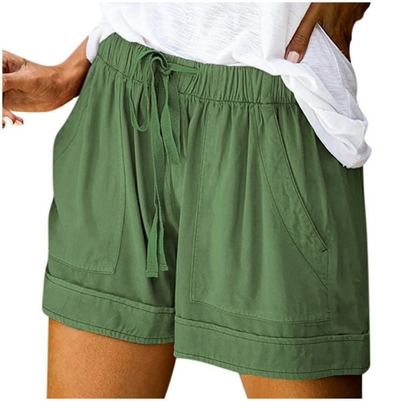 Charmgo Womens Shorts Casual Splice Comfy Elastic Waist Shorts Womens Casual Loose Drawstring Shorts with Pocket Beach Shorts Women Summer Shorts for Women Mint Green XL