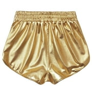 Charmgo Womens Shorts Clearance, Fashion Women High Waist Yoga Sport Pants Shorts Shiny Metallic Pants Leggings Running Shorts for Women Shorts for Women Capri Pants for Women Gold