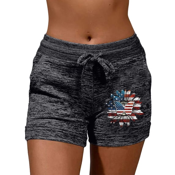 Charmgo Womens Shorts Clearance, Fashion Women Quick Drying Casual Sports Shorts Independence Day Butterfly Print Print Elastic Short Yoga Pants Running Shorts for Women, Capri Pants for Women Black