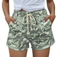 thumbnail image 1 of Charmgo Womens Shorts Clearance, Women Camouflage Print Solid Color Casual Elastic Waist Pocket Shorts Pants Running Shorts for Women Shorts for Women Capri Pants for Women White, 1 of 2