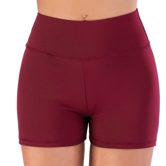 Charmgo Womens Shorts Clearance, Women Sports Shorts Gym Workout Waistband Skinny Yoga Short Pants Running Shorts for Women Shorts for Women Capri Pants for Women Wine
