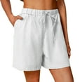 thumbnail image 1 of Charmgo Womens Shorts Clearance, Women Summer Casual Elastic Waist Drawstring Cotton Linen Shorts Women's Solid High Waisted Shorts, Bermuda Shorts for Women, Linen Shorts for Women White M, 1 of 8