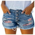 thumbnail image 1 of Charmgo Womens Shorts Clearance, Women's Ripped American Flag Printed Denim Shorts High Waisted Frayed Hem Casual Jeans Shorts Running Shorts for Women Shorts for Women Capri Pants for Women Blue, 1 of 9