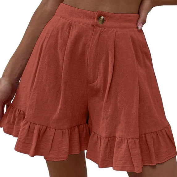 Charmgo Womens Shorts Clearance, Women's Summer Loose Fitting Wide Leg Shorts for Casual Wear Running Shorts for Women Shorts for Women Capri Pants for Women Watermelon Red