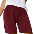 thumbnail image 1 of Charmgo Womens Shorts Clearance, Womens Cotton High Elastic Waist Pleated Ruffle Cute Shorts Beach Flowy Casual Shorts High Waist Drawstring Running Shorts for Women, Capri Pants for Women Red, 1 of 6
