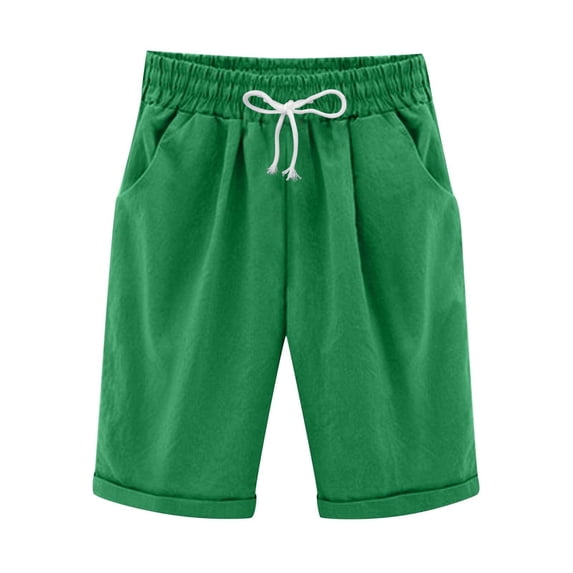 Charmgo Womens Shorts Clearance, Womens Fashion Summer Cotton Pants Plus Size High Waisted Shorts Lacing Beach Shorts Biker Shorts Women Running Shorts, Shorts for 2024 Women Trendy Green XXXXL