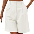 thumbnail image 1 of Charmgo Womens Shorts Clearance, Womens Shorts Casual Elastic Waist Wide Leg Shorts Knee Length Summer Shorts with Pockets Solid Pants Running Shorts for Women, Capri Pants for Women White, 1 of 4