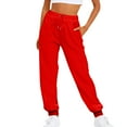 thumbnail image 1 of Charmgo Womens Sweatpants Clearance, Ladies Solid Color Drawstring Elastic Waist Work Pants Casual Loose Fleece Lined Sweatpants, Joggers for Women Red M, 1 of 5