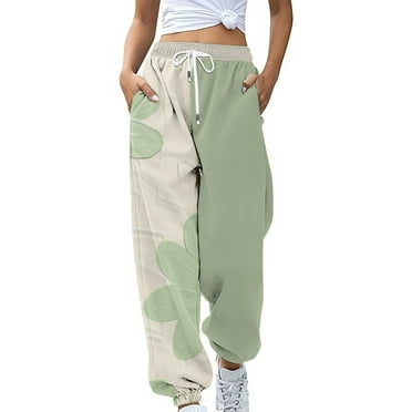 Charmgo Womens Sweatpants Clearance, Pants for Women Elastic Sweatpant Jogger Trousers with Pockets Wide Leg Pants Woman, Joggers for Women Mint Green L