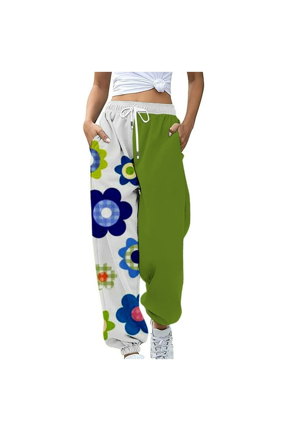 Womens Sweatpants Clearance, Pants for Women Elastic Sweatpant Jogger Trousers with Pockets Wide Leg Pants Woman, Joggers for Women Green L