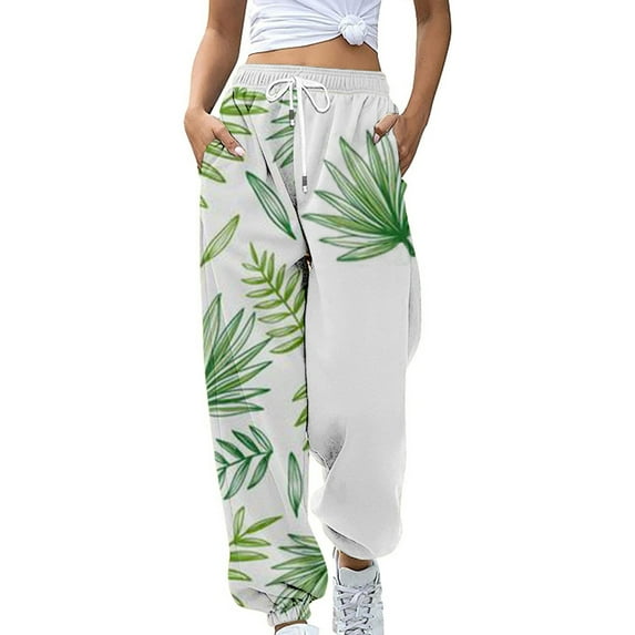 Charmgo Womens Sweatpants Clearance, Women's Casual High Waisted Sweatpants Solid Color Elastic Waist Workout Pants Loose Fit Pants for Women Wide Leg Pants Woman, Joggers for Women Beige L