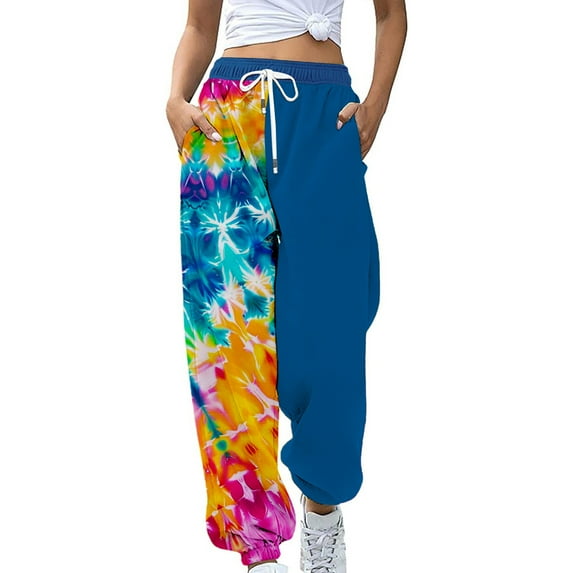 Charmgo Womens Sweatpants Clearance, Women's Casual High Waisted Sweatpants Solid Color Elastic Waist Workout Pants Loose Fit Pants for Women Wide Leg Pants Woman, Joggers for Women Navy S