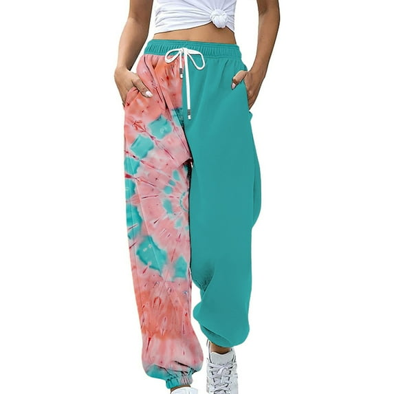 Charmgo Womens Sweatpants Clearance, Women's Casual High Waisted Sweatpants Solid Color Elastic Waist Workout Pants Loose Fit Pants for Women Wide Leg Pants Woman, Joggers for Women Green L