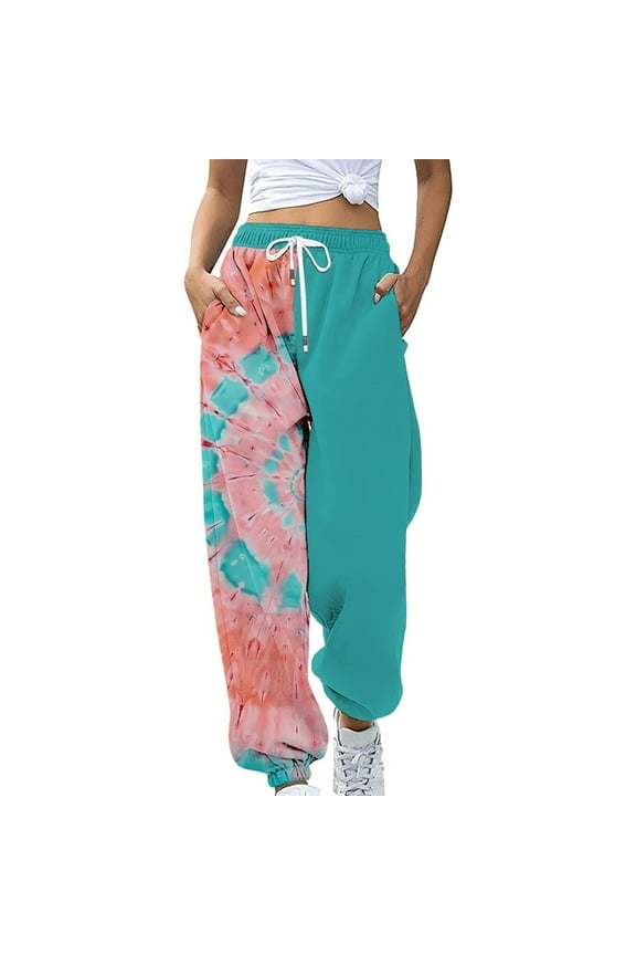 Womens Sweatpants Clearance, Women's Casual High Waisted Sweatpants Solid Color Elastic Waist Workout Pants Loose Fit Pants for Women Wide Leg Pants Woman, Joggers for Women Green L