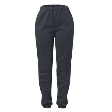 Charmgo Womens Sweatpants Clearance, Women's Casual Solid Pocket Pants High Waisted Elastic Waistband Pants Wide Leg Pants Woman, Joggers for Women Dark Gray L