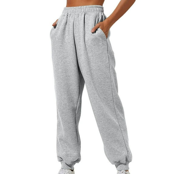 Charmgo Womens Sweatpants Clearance, Women's Thin High Waisted Loose Sweatpants Comfortable High Waisted Jogging Pants with Pockets Casual Sweatpants Track Pants, Joggers for Women Grey S