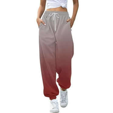 Charmgo Womens Sweatpants Clearance, Women's Winter Sweatpants Joggers Workout High Waisted Track Pants with Pockets Wide Leg Pants Woman, Joggers for Women Hot Pink L