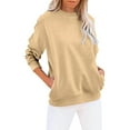 thumbnail image 1 of Charmgo Womens Sweatshirt Under $15, Women's Crew Neck Solid Color Sweatshirt Tops Long Sleeves Casual Pullover Lightweight Loose Tops Crewneck Sweatshirts Oversized, Winter Clothes for Women Beige M, 1 of 5