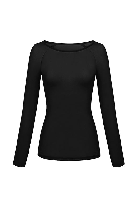 Womens Underscrub, Womens Casual Long Sleeve Crew Neck Basic Shirts Slim Fit Womens Underscrub Long Sleeve Women Undershirts for Women Black XL