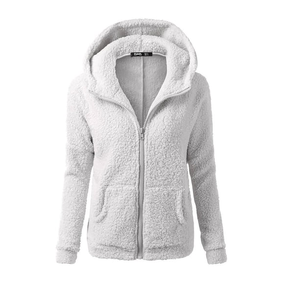 Charmgo Womens Winter Coats Clearance, Women Winter Warm Wool Hooded Sweater Coat Zip Up Coat Cotton Coat Outwear Fleece Jacket Women, Grey Jackets for Women S