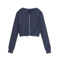 thumbnail image 1 of Charmgo Womens Zip Up Hoodies, Women Hooded Sweatshirt Tops Zipper Coat with Pocket Long Sleeve Cropped Jacket Women Crop Jackets for Women Navy S, 1 of 4