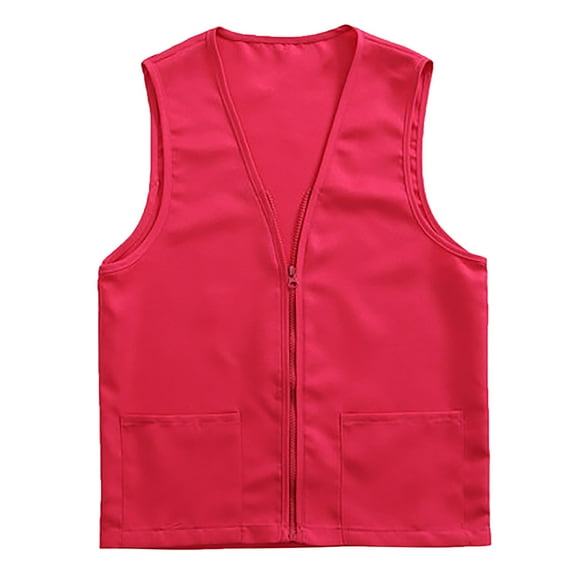 Charmgo Work Vest, Adult Activity Vest Supermarket Vests Clerk Workwear Work Vest, Volunteer Vest Hot Pink XXL