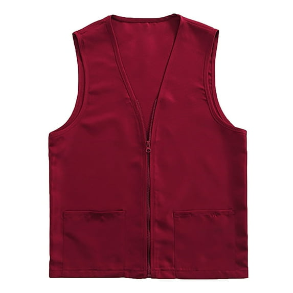 Charmgo Work Vest, Adult Activity Vest Supermarket Vests Clerk Workwear Work Vest, Volunteer Vest Red XXL