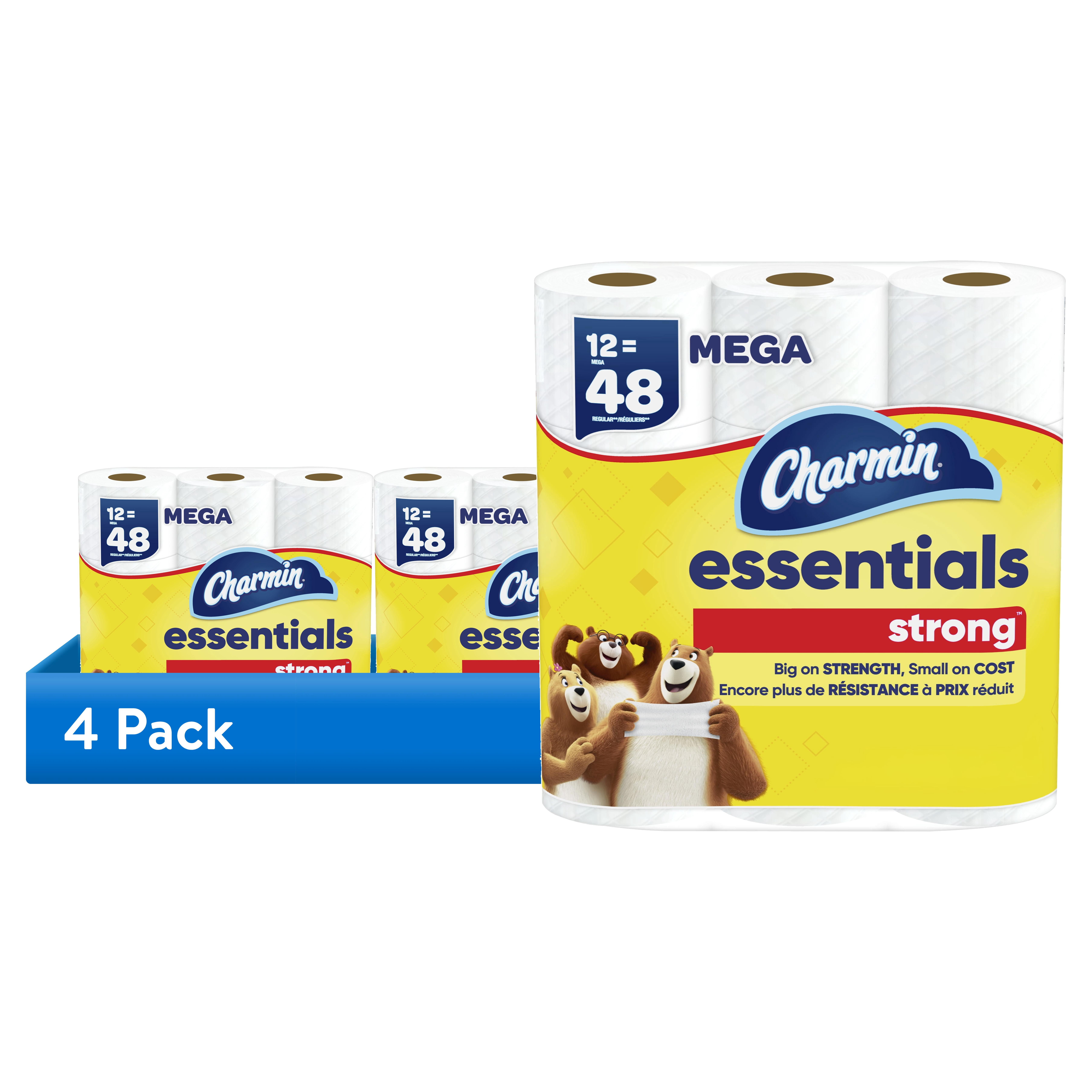 (4 pack) Charmin Essentials Strong Toilet Paper 12 Mega Rolls, 429 Sheets Per Roll