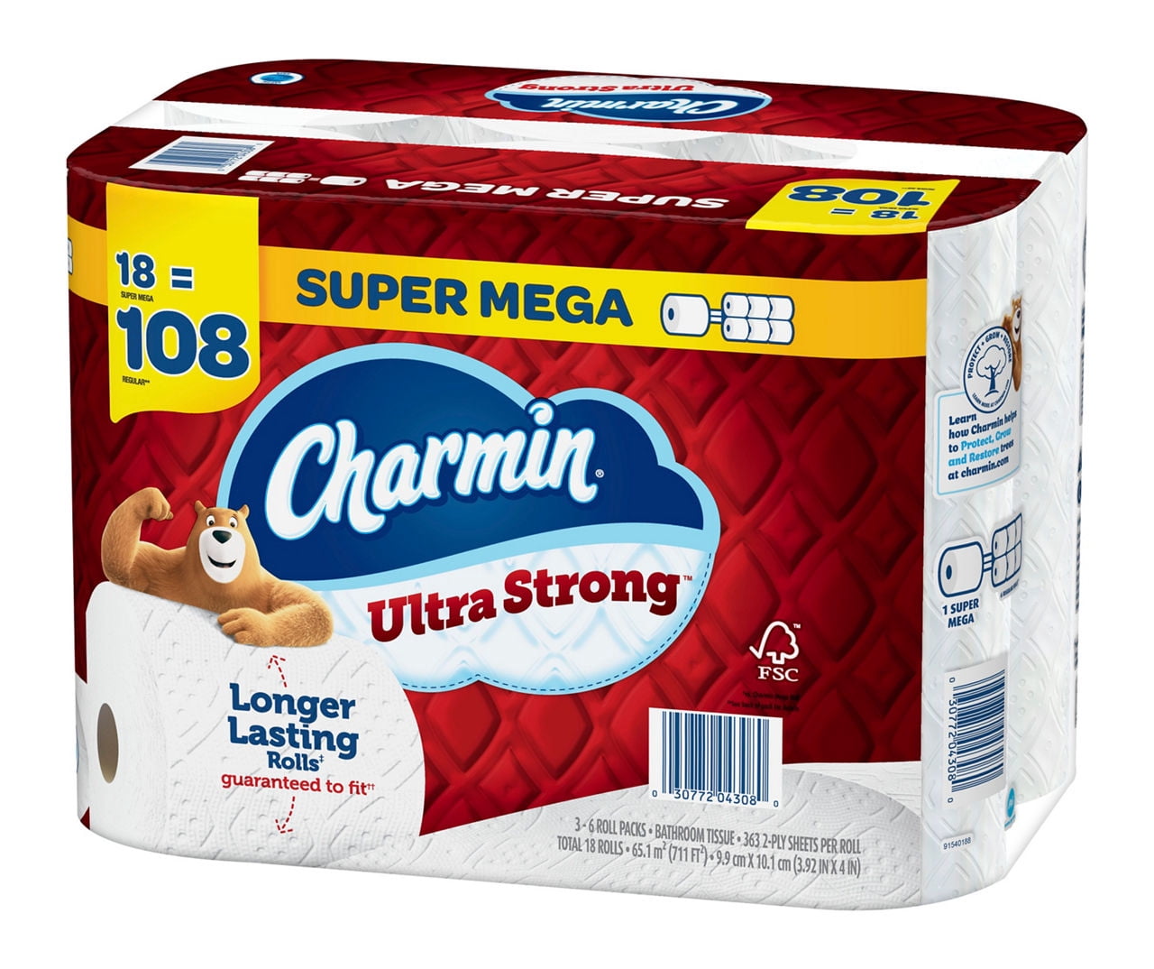 Charmin Charmin Ultra Strong Toilet Paper 18 Super Mega Rolls, 363 ...